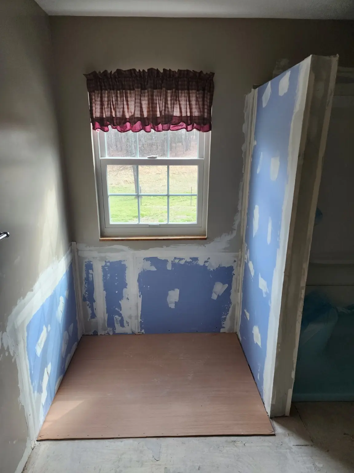 Rebuilt bathroom enclosure before final paint