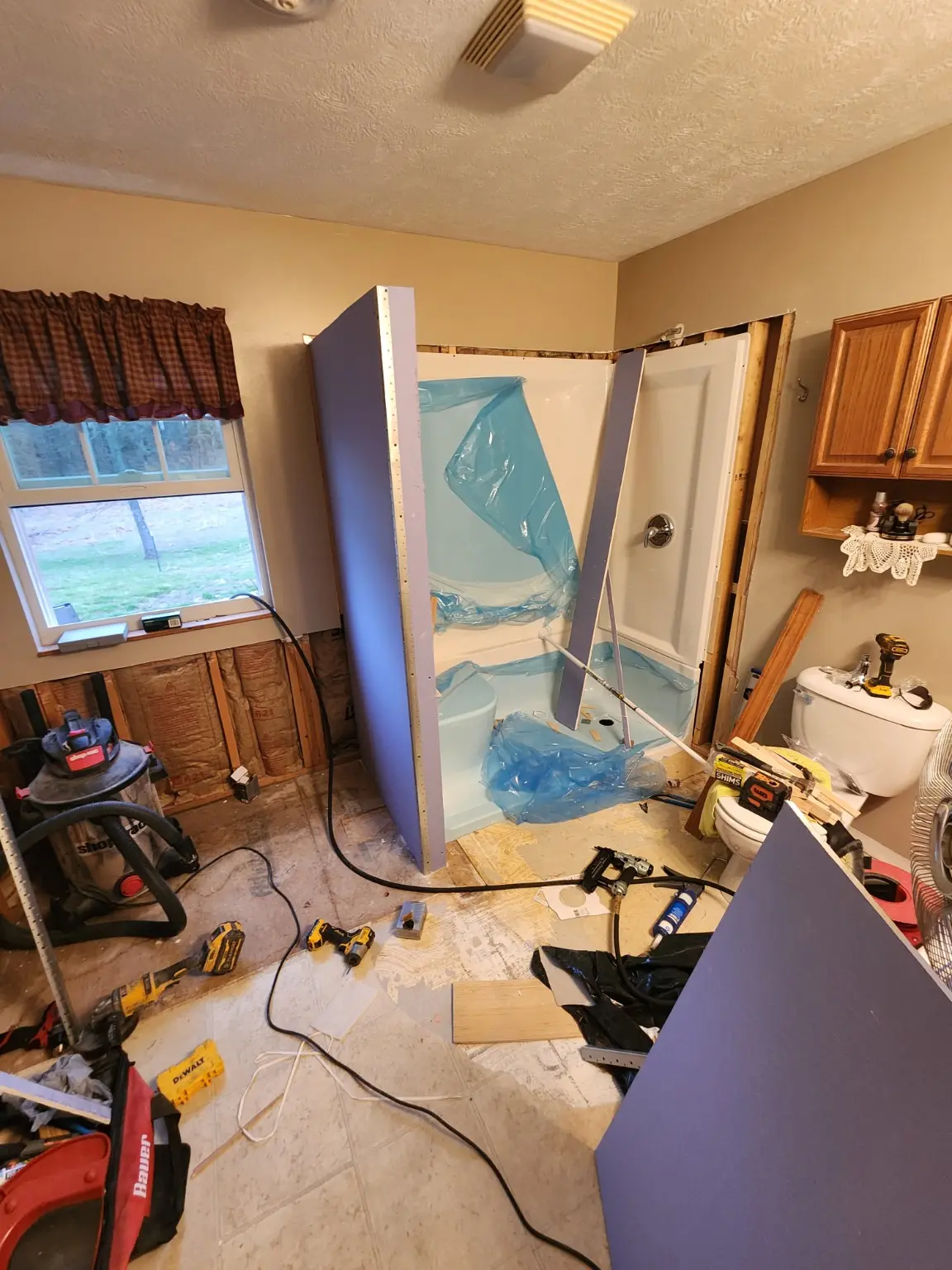 Open bathroom work area during remodeling