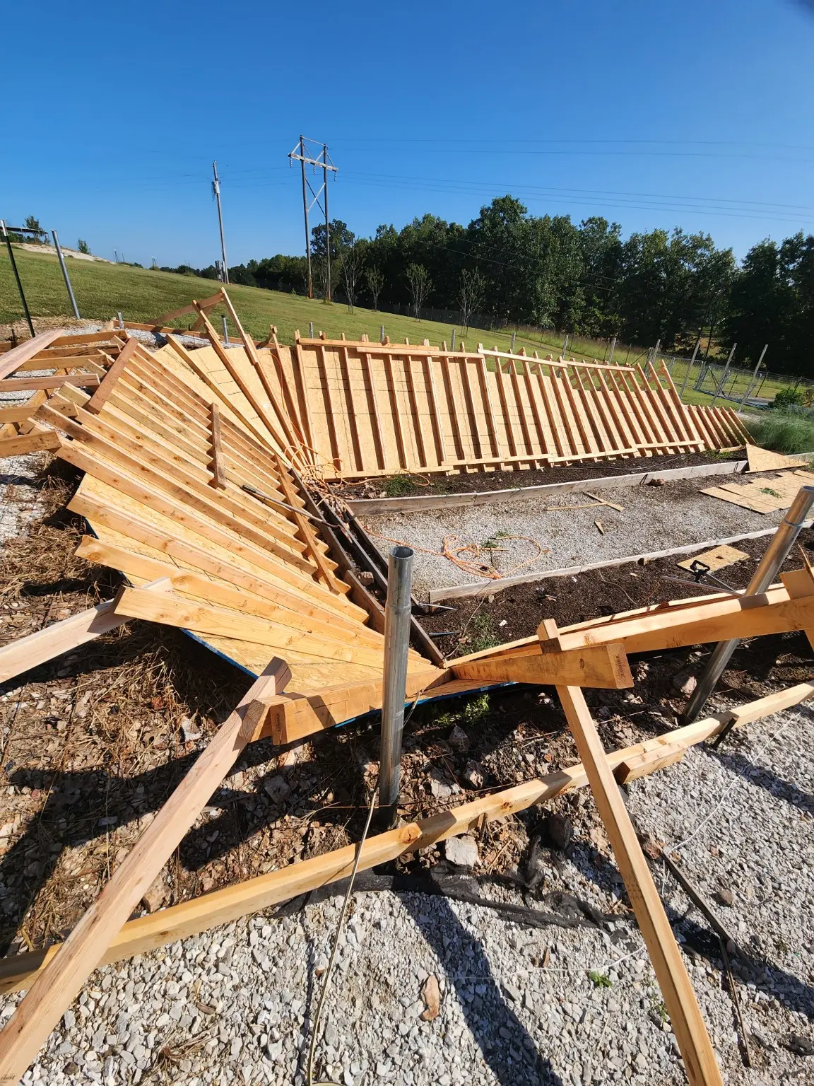 Detailed greenhouse concrete stop-board framing
